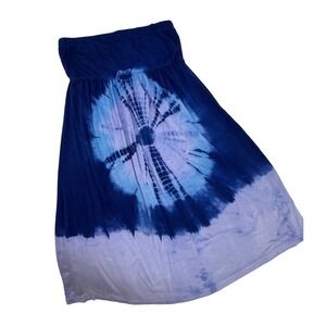 Ocean Breeze Blue Tie Dye Strapless Dress Small Summer Beach Wear